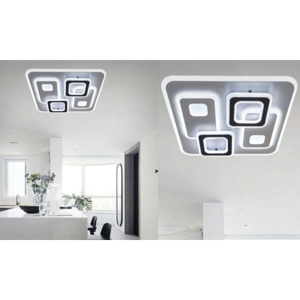 Plafón LED moderno acabado blanco con cuadrados